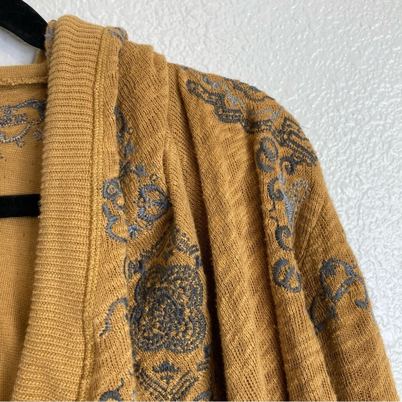 New Johnny Was Biya Boho Embroidered Hooded Cardigan in Taupe  M - Picture 6 of 15